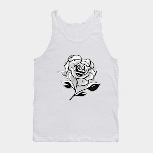 Monochrome Elegance Rose Illustration No. 678 Tank Top